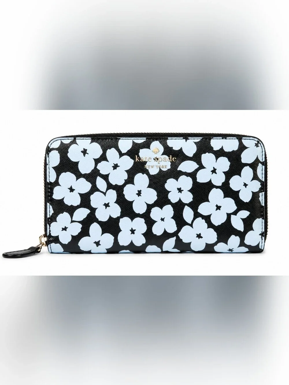 ✨️🌸kate spade Black & White Floral Zip Wallet with Gold Logo & Jewelry Bundle🌸
